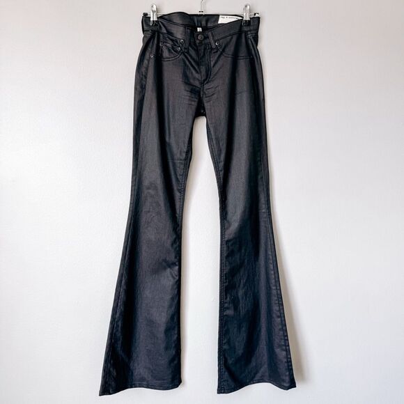 Rag & Bone Low Rise Faux Leather Bootcut Black Jean Size 25 - Picture 2 of 9